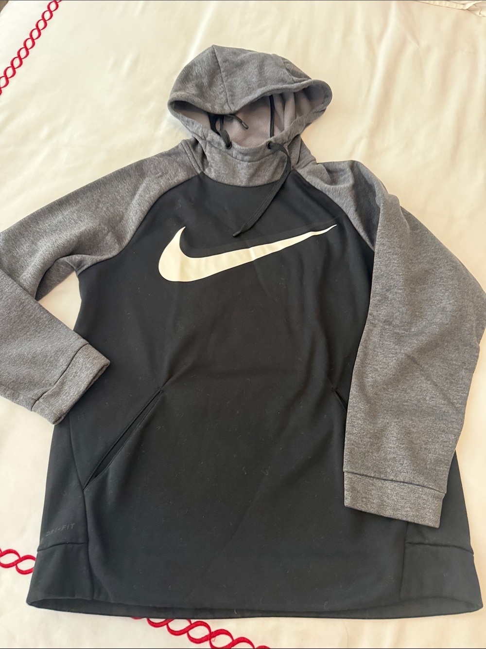 Nike Black & Gray Pullover Hoodie with White Swoosh